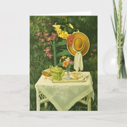 1144 Tea Time in Garden Birthday Card Kaart (Voorkant)