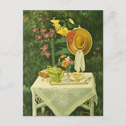 1144 Tea Time in Garden Briefkaart (Voorkant)