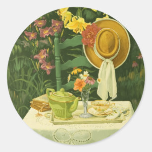 1144 Tea Time in Garden Ronde Sticker