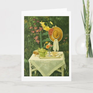1144 Tea Time in Garden Wenskaart Kaart
