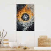 1147 Vuur en water Poster (Keuken)