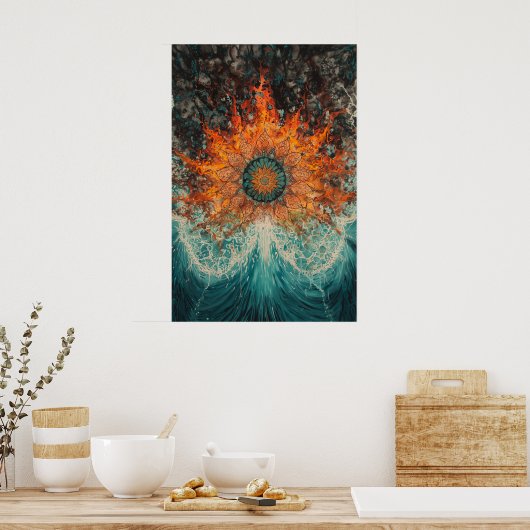 1151 Vuur en water Poster (Keuken)