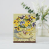 1187 Pansies in het Briefkaart Teacup (Staand voorkant)
