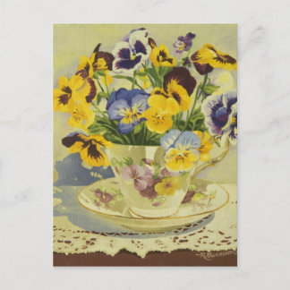 1187 Pansies in het Briefkaart Teacup