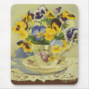 1187 Pansies in Teacup Muismat