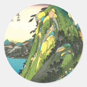 11. 箱 宿, 広 Hakone-juku, Hiroshige, Ukiyo-e Ronde Sticker