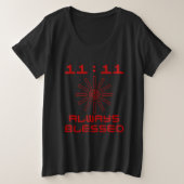 11:11 Altijd gezegend Grote Maat T-shirt (Design voorkant)