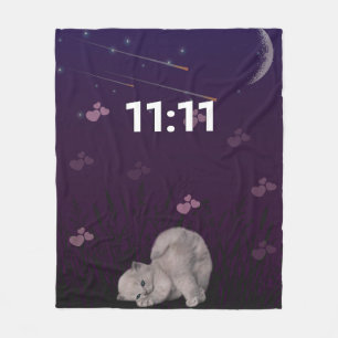 11:11 engel nummer cute kat nachtelijke hemel flee fleece deken
