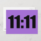 11:11 Lucky Time Digital Clock Paars Briefkaart (Voorkant / Achterkant)