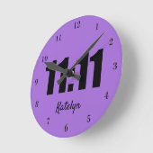 11:11 Lucky Time Paars Numbers gepersonaliseerd Ronde Klok (Hoek)