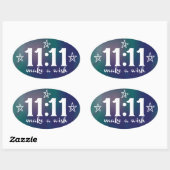 11:11, maak een wens ovale sticker (Vel)