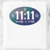 11:11, maak een wens ovale sticker (Tas)
