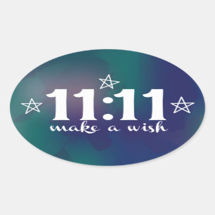 11:11, maak een wens ovale sticker