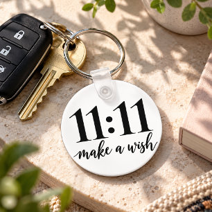 11:11 Wens Minimalistisch Zwart en Wit Sleutelhanger