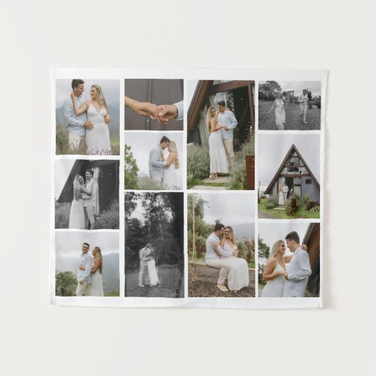 11 Aangepaste unieke fotocollage minimalistisch Wandkleed (Voorkant (horizontaal))