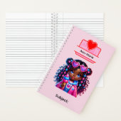 11 African American Girl Writing Supplies Students Notitieboek (Binnen)
