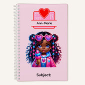 11 African American Girl Writing Supplies Students Notitieboek (Voorkant)