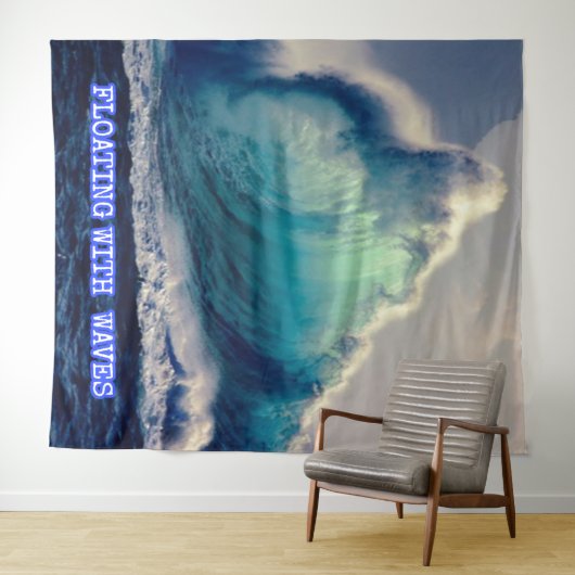 11.Blauwe oceaangolven, oceaanliefhebbers, geschen Wandkleed (In Situ (horizontaal))