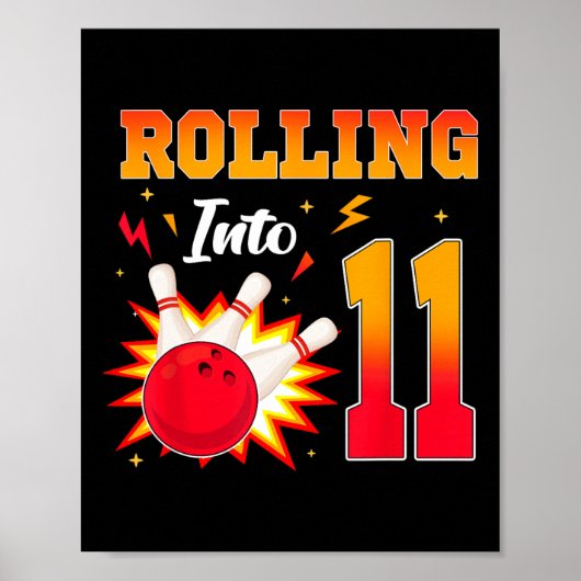 11 Bowling verjaardagsfeestje 11 jaar oud Poster (Voorkant)