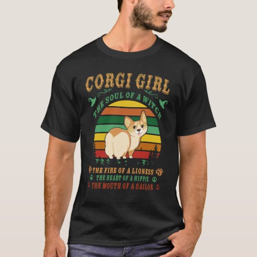 11 Corgi meisje heks leeuwin hippie zeeman T-shirt (Voorkant)