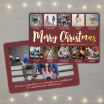11 Foto Bourgondië Vrolijk Kerstfeest Moderne Coll Folie Feestdagenkaart<br><div class="desc">Verstuur stijlvolle, vrolijke groeten en deel 11 van je favoriete afbeeldingen met een speciale fotocollage burgundy en gouden folie-vakantiekaart. Alle tekst op deze sjabloon is eenvoudig te personaliseren om alle formuleringen op te nemen, zoals vrolijk kerstfeest, Prettige feestdagen, seizoensgroeten, nieuwjaarschaafjes, enz. (AFBEELDING PLACEMENT TIP: een gemakkelijke manier om een foto...</div>