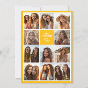 11 Foto Collage Aangepaste tekst - Zon Geel Feestdagenkaart