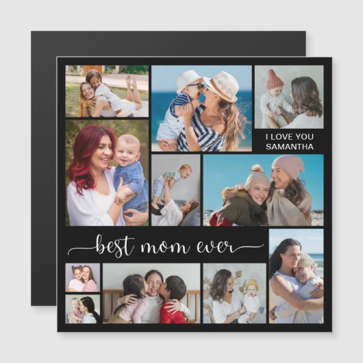 11 Foto Collage Best Mam Ever Magnetic Kaart (Voorkant / Achterkant)