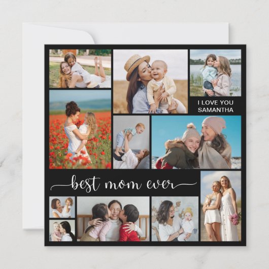 11 Foto Collage Best Mam Ever Wenskaart (Voorkant)
