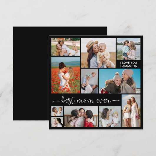 11 Foto Collage Best Mam Ever Wenskaart (Voorkant / Achterkant)