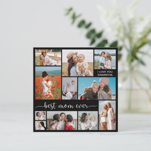 11 Foto Collage Best Mam Ever Wenskaart (Staand voorkant)
