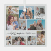 11 Foto Collage Beste mama ooit Glas Ornament (Voorkant)