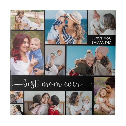11 Foto Collage Beste mama ooit Tegeltje (Voorkant)