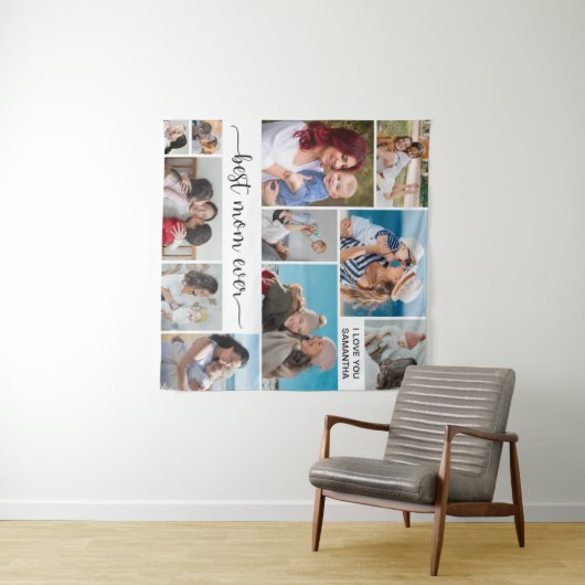 11 Foto Collage Beste Moeder Ooit Wandkleed (In Situ (horizontaal))