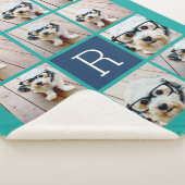 11 Foto Collage en Big Monogram blauw blauwgroen Sherpa Deken (3/4)