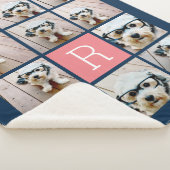 11 Foto Collage en Big Monogram blauwe perzik Sherpa Deken (3/4)