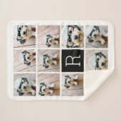 11 Foto Collage en Big Monogram zwart wit Sherpa Deken (Voorkant (horizontaal))