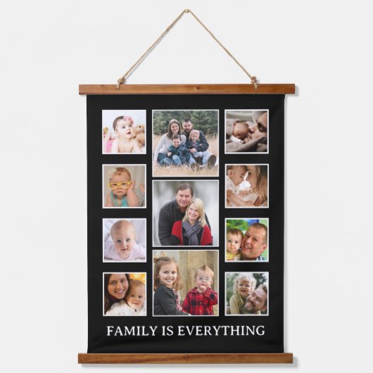 11 Foto Collage Family is Alles Quote Black Hangend Wandkleed (Voorkant)