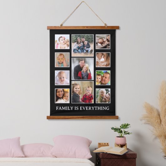 11 Foto Collage Family is Alles Quote Black Hangend Wandkleed (Slaapkamer)