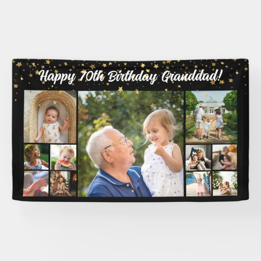 11 Foto Collage gelukkige verjaardag banner famili (Horizontaal)