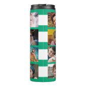 11 foto collage initialen groen wit thermosbeker (Achterkant)
