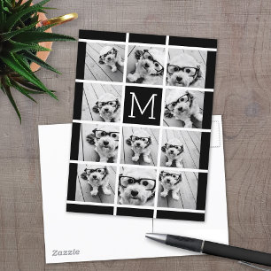 11 Foto Collage Monogram KAN KLEUR BEWERKEN Briefkaart