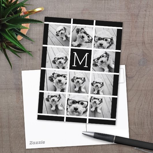 11 Foto Collage Monogram KAN KLEUR BEWERKEN Briefkaart