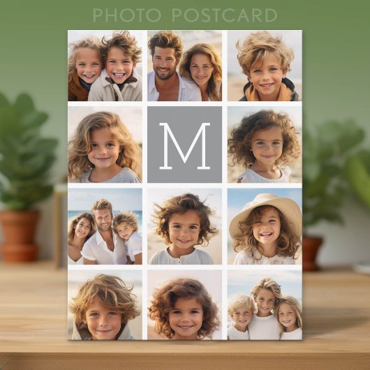 11 Foto Collage Monogram KLEUR AANPASBAAR Briefkaart