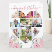 11 Foto Collage Pink Peony Birthday Kaart (Voorkant)
