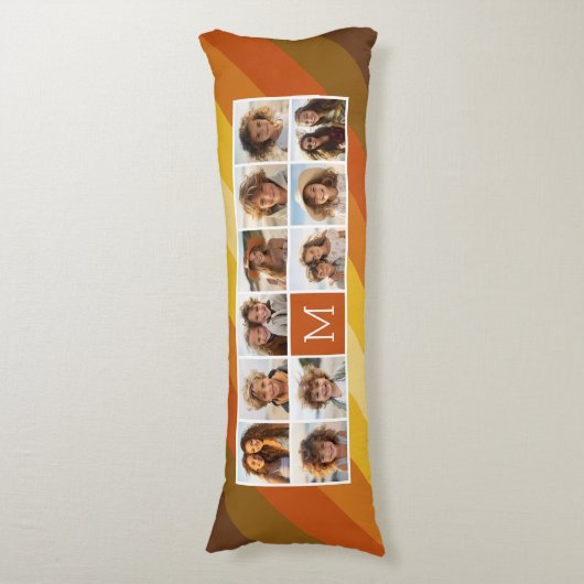 11 Foto Collage Retro Stripes Warm Sunset Kleuren Lichaamskussen (Voorkant Verticaal)