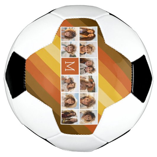 11 Foto Collage Retro Stripes Warm Sunset Kleuren Voetbal (Gedraaid)