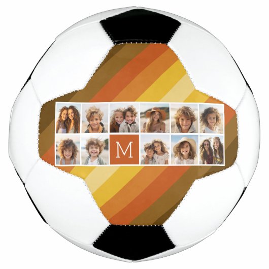 11 Foto Collage Retro Stripes Warm Sunset Kleuren Voetbal (Voorkant)