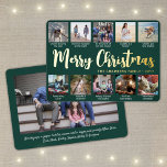 11 Foto Donkergroen Vrolijk Kerstfeest Moderne Col Folie Feestdagenkaart<br><div class="desc">Verstuur stijlvolle vrolijke groeten en deel 11 van je favoriete afbeeldingen met een aangepaste fotocollage groene en gouden vakantiekaart voor de folie. Alle tekst op deze sjabloon is eenvoudig te personaliseren om alle formuleringen op te nemen, zoals vrolijk kerstfeest, Prettige feestdagen, seizoensgroeten, nieuwjaarschaafjes, enz. (AFBEELDING PLACEMENT TIP: een gemakkelijke manier...</div>