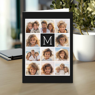 11 Foto Instagram Collage Aangepast Zwart Monogram Notitiekaartje
