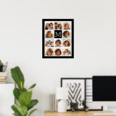 11 Foto Instagram Collage Aangepast Zwart Monogram Poster (Thuiskantoor)